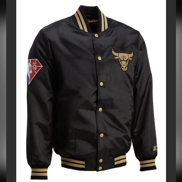 Chicago Bulls NBA Limited Edition 75th Anniversary Starter Jacket Black Large